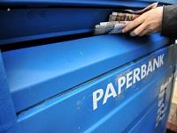 Image of a paper recycling bank