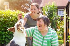 MR 1025 Employment opportunities via Shared Lives Lady with learning disabilities with carer and dog