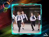 Image of school children running
