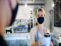 Image of cafe using PPE