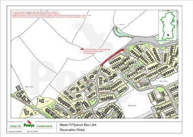Brecon traffic order plan - bus link marked in red