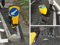 Image of damage caused to Whitton traffic calming structures