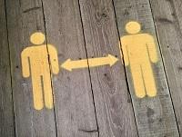 Image showing social distancing marks on the ground