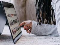 A learner using a Chromebook