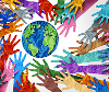 World surrounded by hands