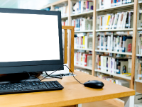 Picture of a computer in a library