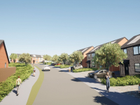 Image of artist's impression of proposed housing development in Llanrhaeadr-ym-Mochnant 