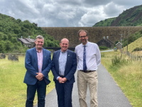Image of Councillor Bryan Davies, Leader of Ceredigion County Council; Steve Lesbirel, Chair of the EAG, and Councillor James Gibson-Watt, Leader of Powys County Council