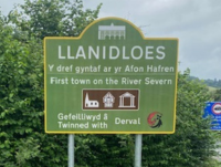 One of the new signs welcoming visitors to Llanidloes