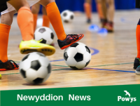 Image of youngsters football training in a sports hall