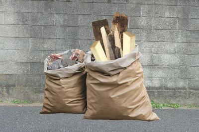 Image of sack full of wood waste