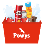 Red box for recycling with objects in it