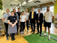 Cllr Raiff Devlin, Lee-Anne Williams (Community Wellbeing Development Officer, Powys County Council) and colleagues from Freedom Leisure.