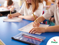 Image of two primary school children working at a desk
