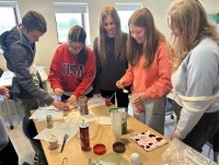 Learners at Ysgol Calon Cymru taking part in a careers day organised by Powys Health, Care and Social Care Academy, which is funded by Powys Regional Partnership Board