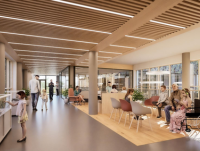 An artist's impression of the interior of the new health and wellbeing hub in Newtown