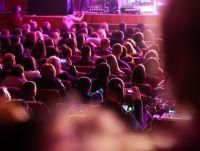 An audience in a theatre venue looking at the stage