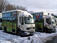 Image of recycling lorries in the snow