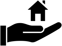Icon of a hand holding a house