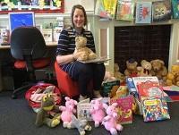 Image of branch librarian Lynda Simmons with her storytime toys