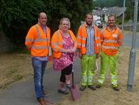 Image of the turf cutting ceremony for the safe routes scheme in Knighton