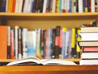 Image of books in a library