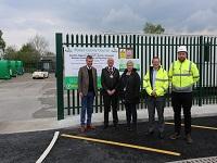 Image of people outside new recycling centre in Newtown