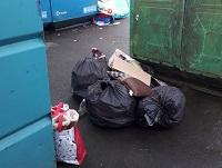 Image of fly-tipping by bottle banks in Talgarth Image of fly-tipping by bottle banks in Talgarth
